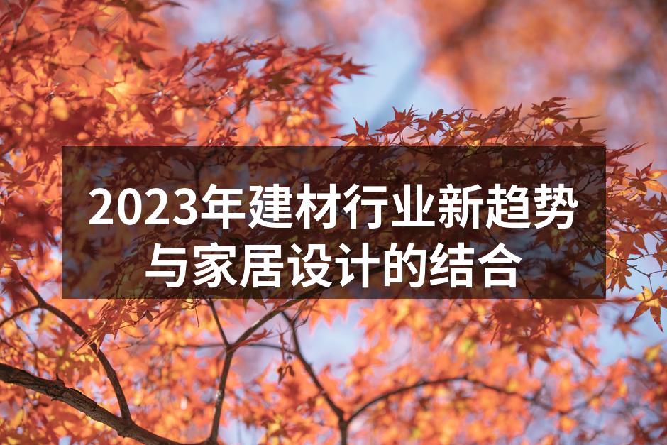 2023年建材行业新趋势与家居设计的结合